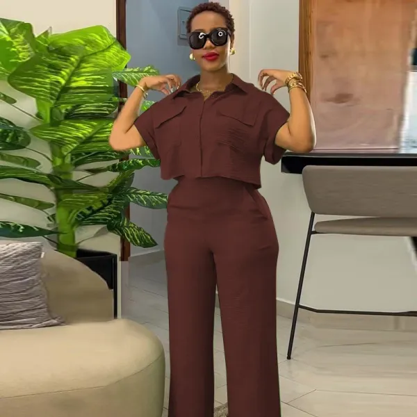 Design Two-Piece Shirt and Pants Set in Vibrant Blue - 11