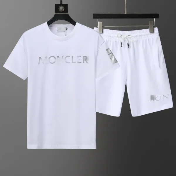 Moncler Logo Print White T-Shirt and Shorts Set - 1