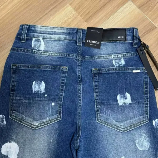 Amiri Paint Splatter Distressed Slim Fit Jeans Blue - 5
