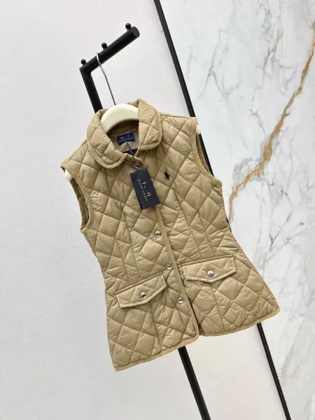 Polo Ralph Lauren Quilted Diamond Stitch Vest Beige Outerwear - 11