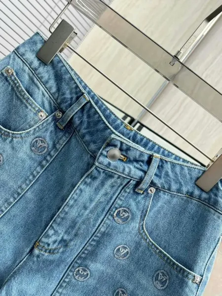 Design Embroidered Patchwork Wide-Leg Jeans Blue - 9
