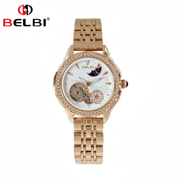 Design BELBI Moon Phase Mechanical Watch Rose Gold Watches - 20