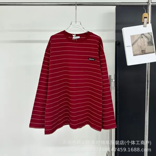 Design Striped Long-Sleeve T-Shirt Burgundy - 4