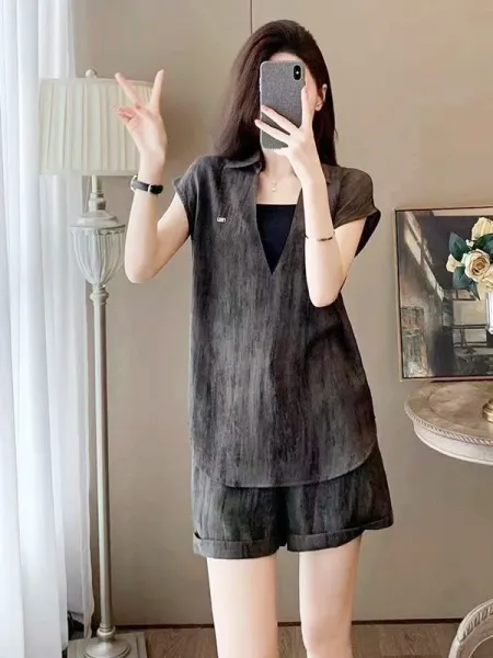 Design Linen-Blend Shirt Dress Set Gray - 9