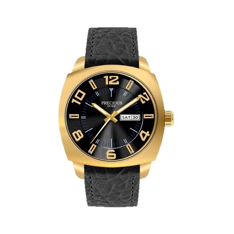 Precious Duke Green Dial Brown Leather Strap Watch