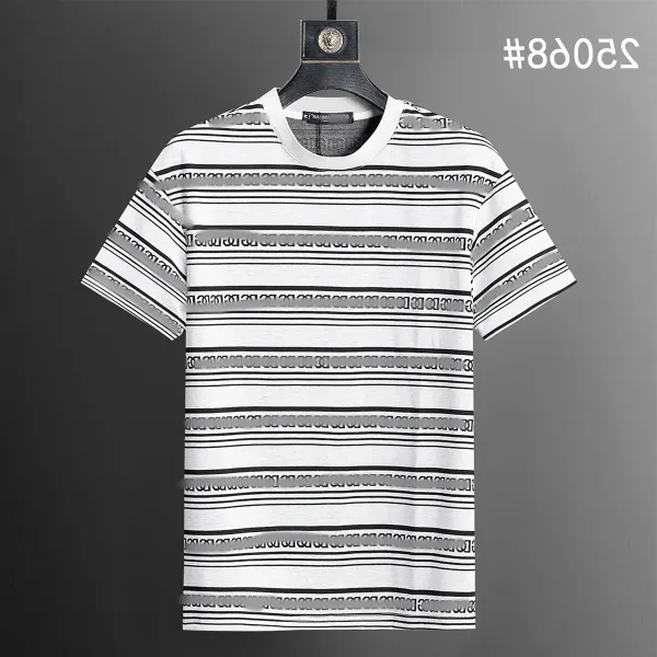 Design Striped Logo-Print T-Shirt White / Black - 1