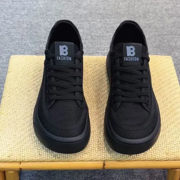 Design B Fashion Chunky Sole Black Mesh Sneakers - 1