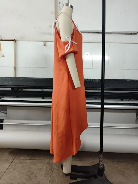 Design Cold-Shoulder Asymmetrical Hem Black Maxi Dress - 5