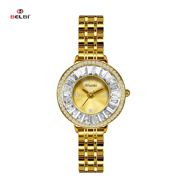 Design BELBI Crystal-Embellished Black Dial Stainless Steel Watch Watches - 19