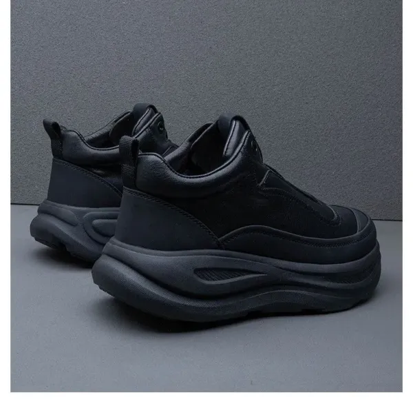 Design Chunky Leather Slip-On Sneakers Black - 13