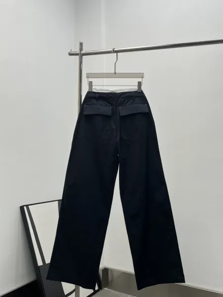 Design Wide-Leg Drawstring Waist Pants Black - 9