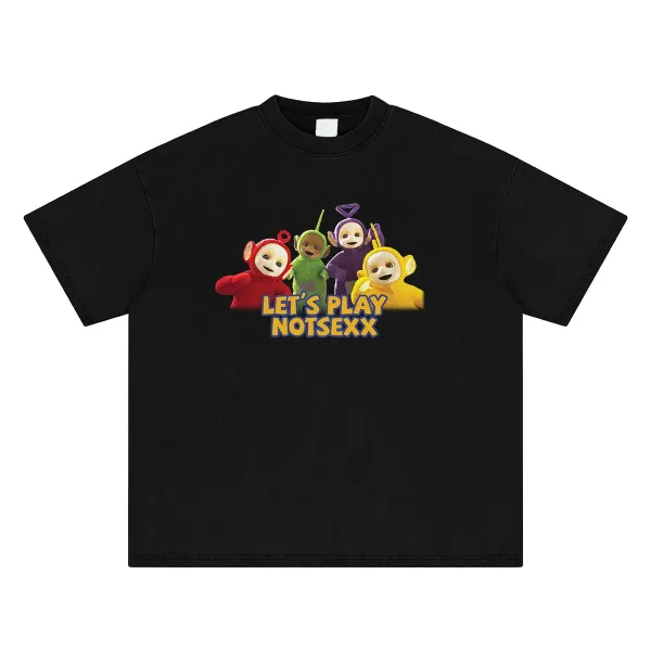 Design Teletubbies 'Let's Play Notsexx' Black T-Shirt - 1