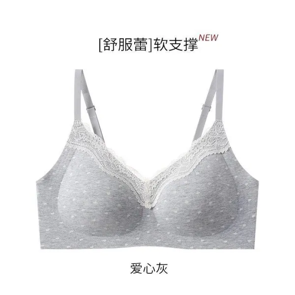 Design Soft Support Bra in Heart Gray Underwear - 1