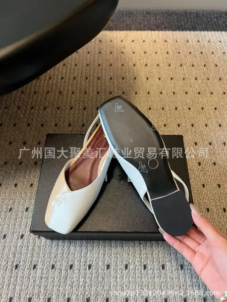 Design Slingback Loafers Black Leather-Suede Hybrid Heels - 16