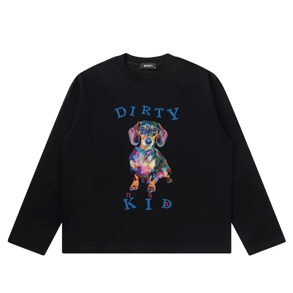 Design NOTSEXX Dirty Kid Multicolor Dachshund Long-Sleeve T-Shirt T-Shirts - 23