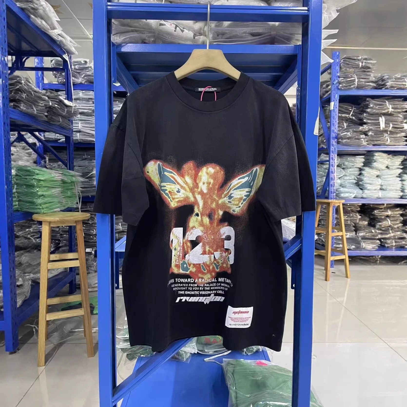 Rwinston 123 Orange Graphic Oversized T-Shirt