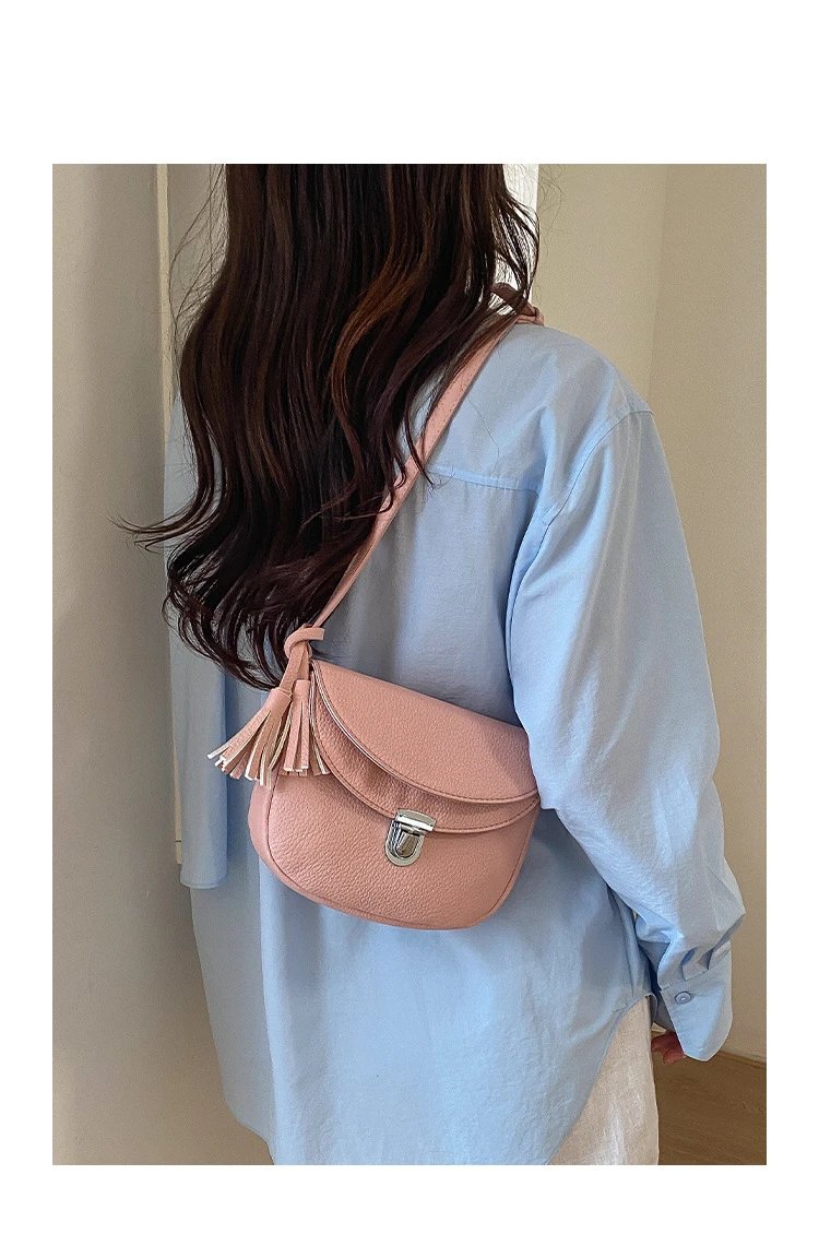 Design Saddle Bag Beige Crossbody Bag - 3
