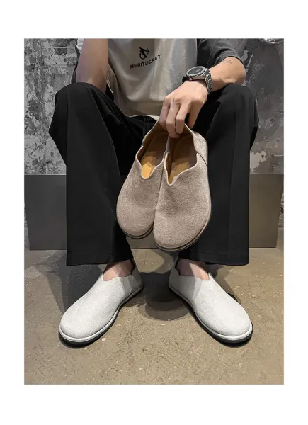 Design Slip-On Loafers White Textured Fabric Casual Shoes - 3
