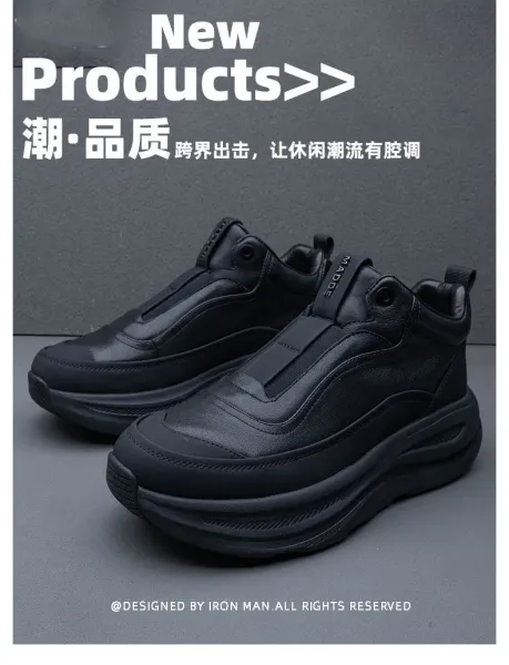 Design Chunky Leather Slip-On Sneakers Black - 4