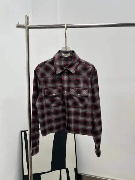 Design Plaid Western Shirt Burgundy Gray Multicolor Shirt Tops Shirt - 1