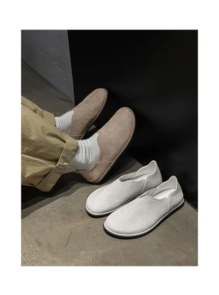 Design Slip-On Loafers White Textured Fabric Casual Shoes - 9