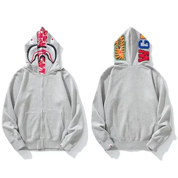 A Bathing Ape Shark Hoodie Gray Multicolor - 1