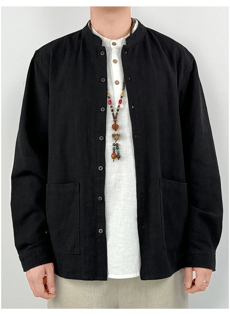 Design Mandarin Collar Jacket Brown Outerwear - 15