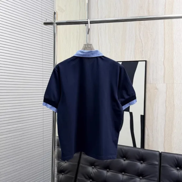 Miu Miu Contrast Collar Polo Navy Blue Tops Polo - 6