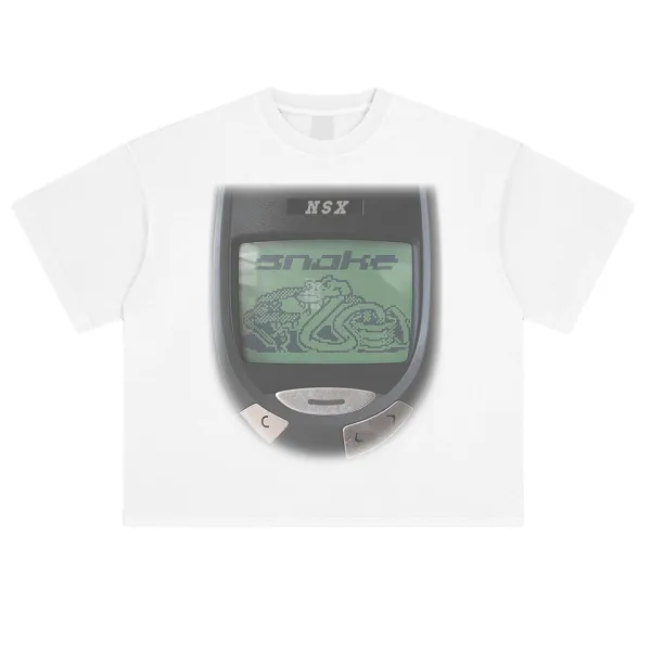 Design NSX Snake Game Pixel Graphic T-Shirt White T-Shirts - 1