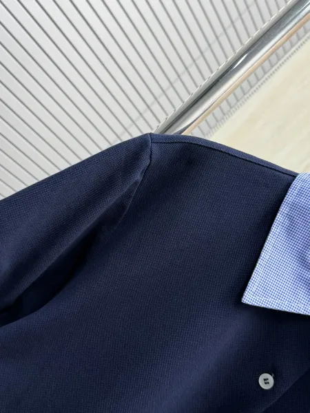Miu Miu Contrast Collar Polo Navy Blue Tops Polo - 7