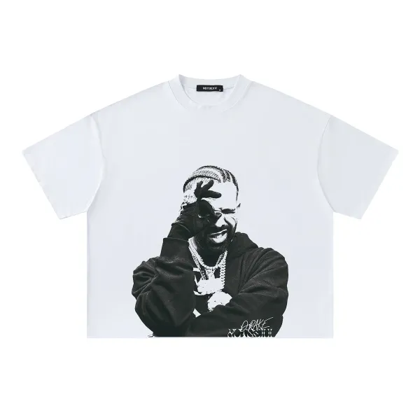 Design NOTGEXX Drake Graphic Print White T-Shirt T-Shirts - 1