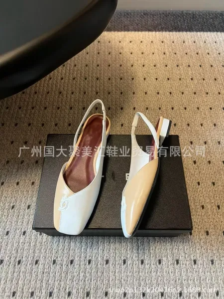 Design Slingback Loafers Black Leather-Suede Hybrid Heels - 17