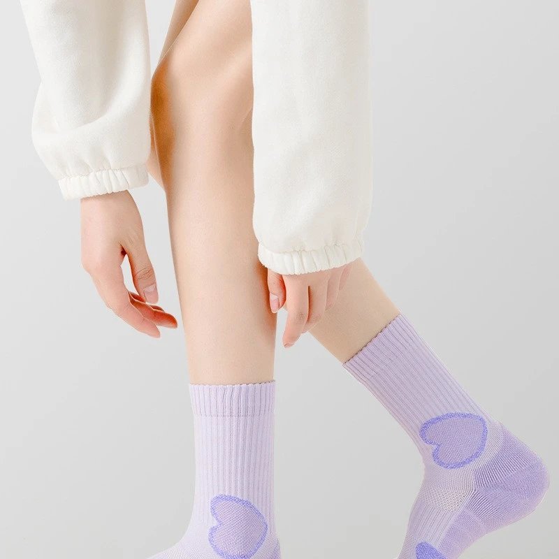Sport's House Heart Pattern Pink Casual Socks