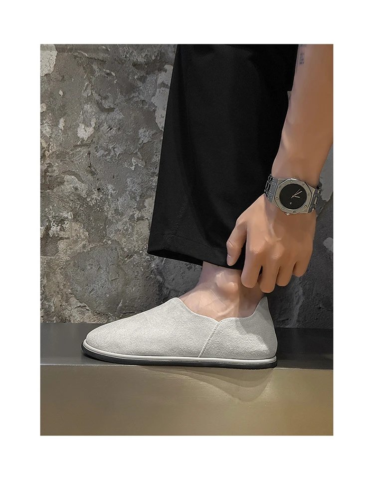 Design Slip-On Loafers White Textured Fabric Casual Shoes - 20