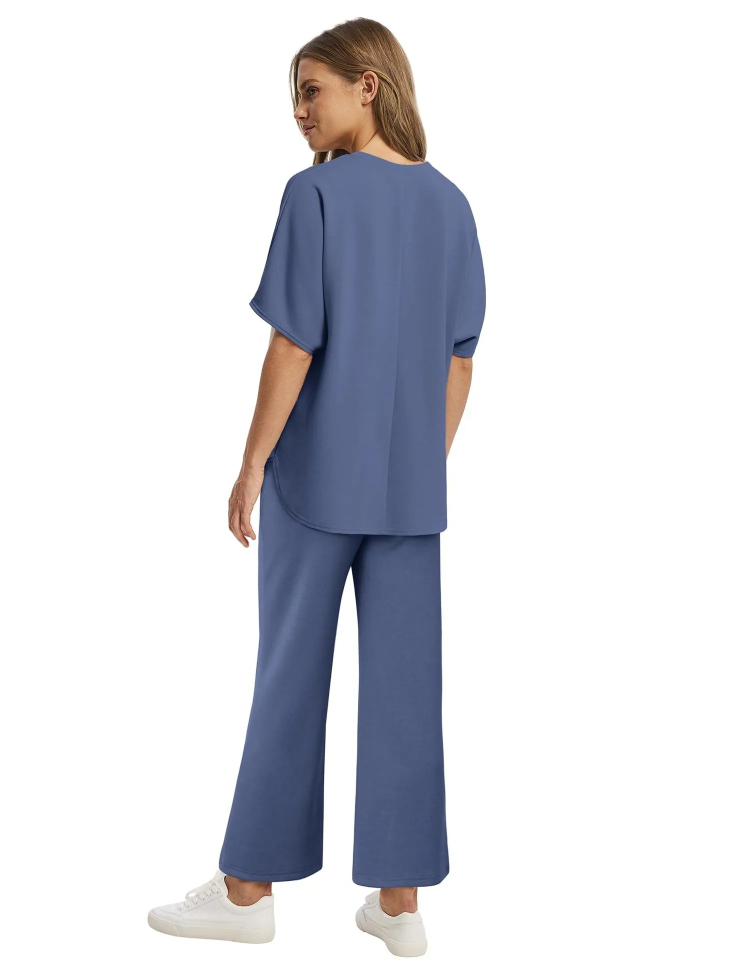Design Relaxed Fit Cropped T-Shirt and Wide-Leg Pants Set Olive - 14
