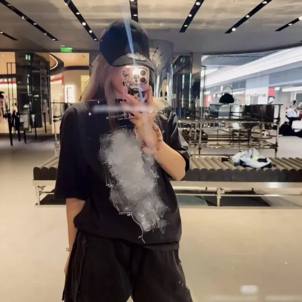 aeae Ale:de:ang Pink Abstract Face Print Oversized T-Shirt T-Shirts - 4