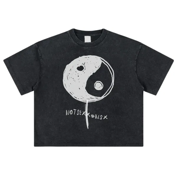 Design NOTSEXX Yin Yang Acid Wash Long Sleeve T-Shirt Black T-Shirts - 14