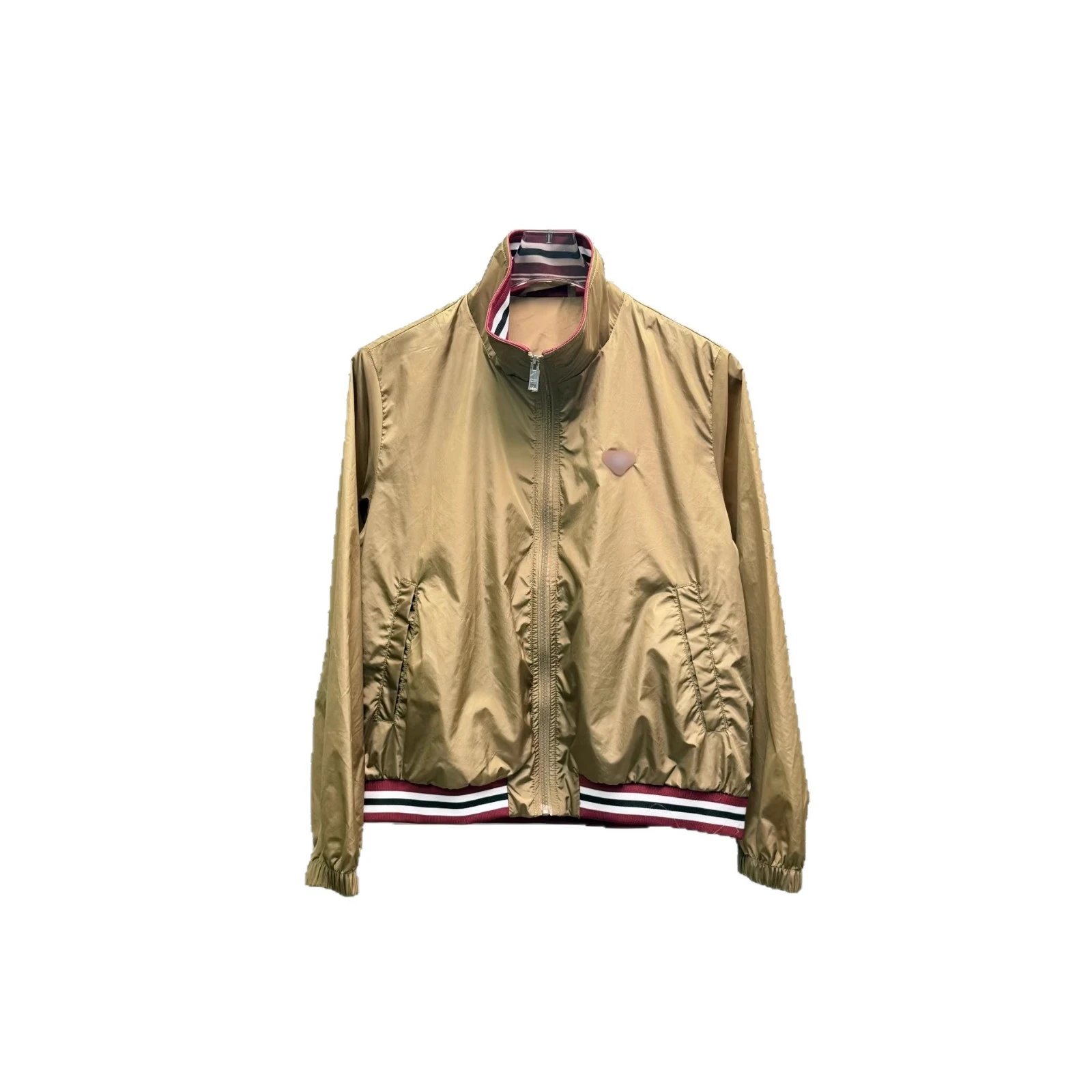 Olive Green Nylon Track Jacket and Shorts Set Sporty Two Piece Outfit