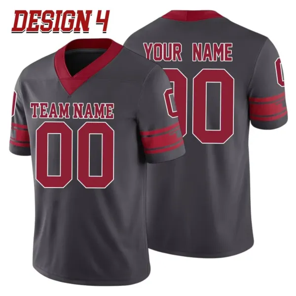 Design Custom Football Jersey Gray Red V-Neck Performance Jersey - 1