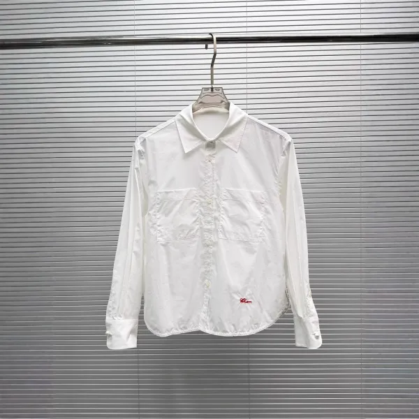 Design Glen White Oversized Shirt with Embroidered Logo Tops Shirt - 1