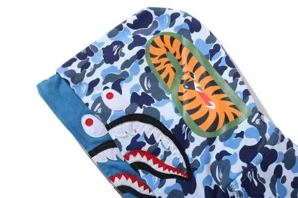 A Bathing Ape Shark Hoodie Army Green - 7