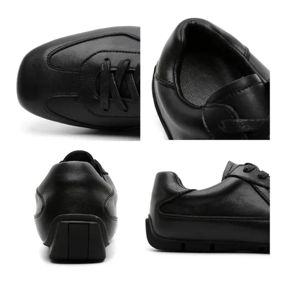 Design Black Leather Low-Top Sneakers - 4