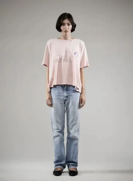 Design Melt-Dow Distressed Graphic T-Shirt Peach - 18