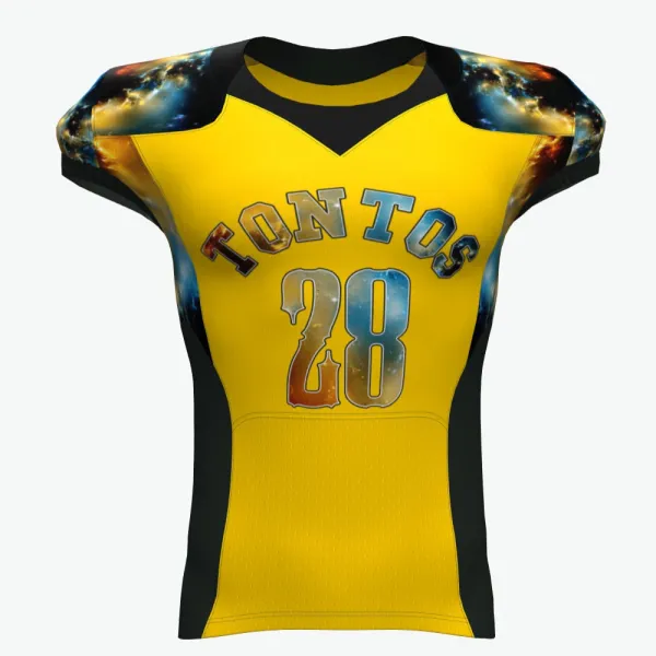 Design Custom Galaxy Print Football Jersey Yellow Black Jersey - 1