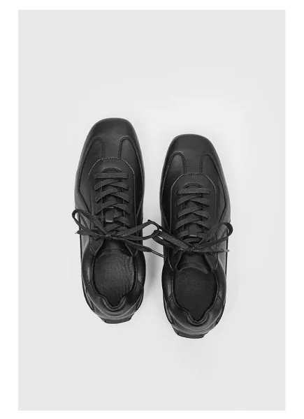 Design Black Leather Low-Top Sneakers - 7