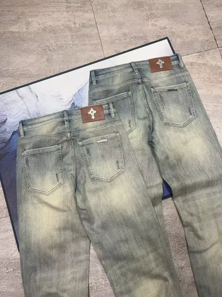 Chrome Hearts Distressed Washed Denim Jeans - 2