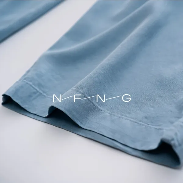 Design N.F.N.G Wide-Leg Drawstring Pants Light Blue Pants - 12