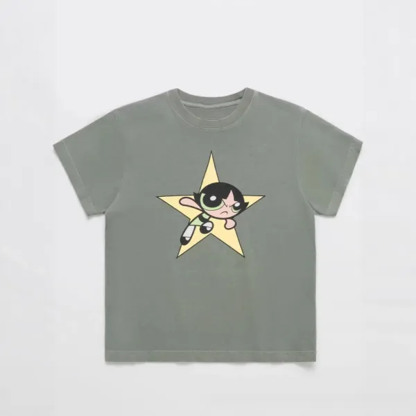 Design Powerpuff Girls x MADHAPPY Star Graphic T-Shirt Charcoal Gray T-Shirt T-Shirts - 2