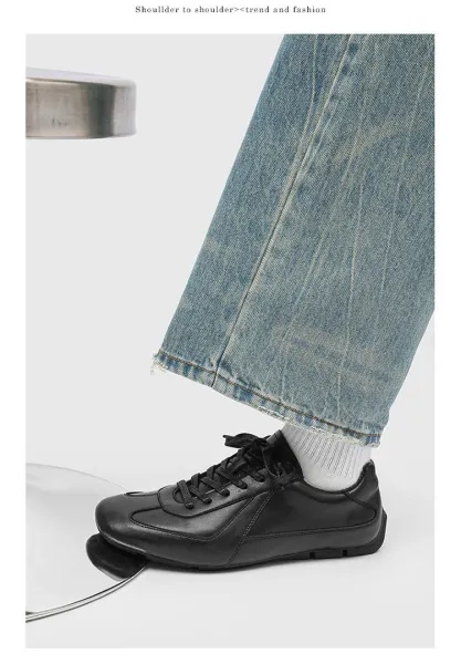 Design Black Leather Low-Top Sneakers - 13