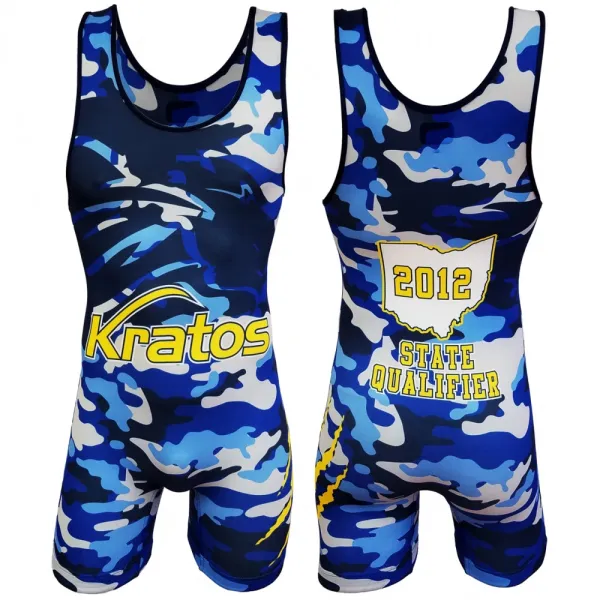 Design Kratos 2012 Ohio State Qualifier Camo Wrestling Singlet Activewear - 1